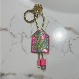 Lilly Pulitzer Pink and Gold Charging Cable Keychain